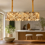 Modern Chandelier Stone-Look Metal L35.4" for Kitchen Dining Room