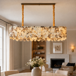 Modern Chandelier Stone-Look Metal L35.4" for Kitchen Dining Room