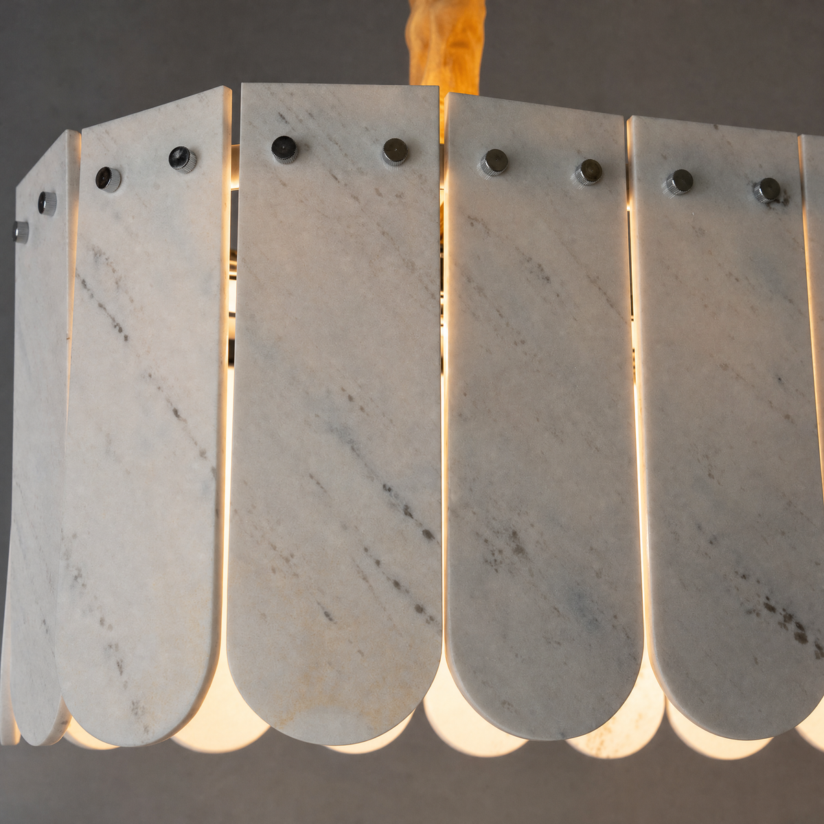 Modern Chandelier Stone-Look Metal L35.4" for Kitchen Dining Room