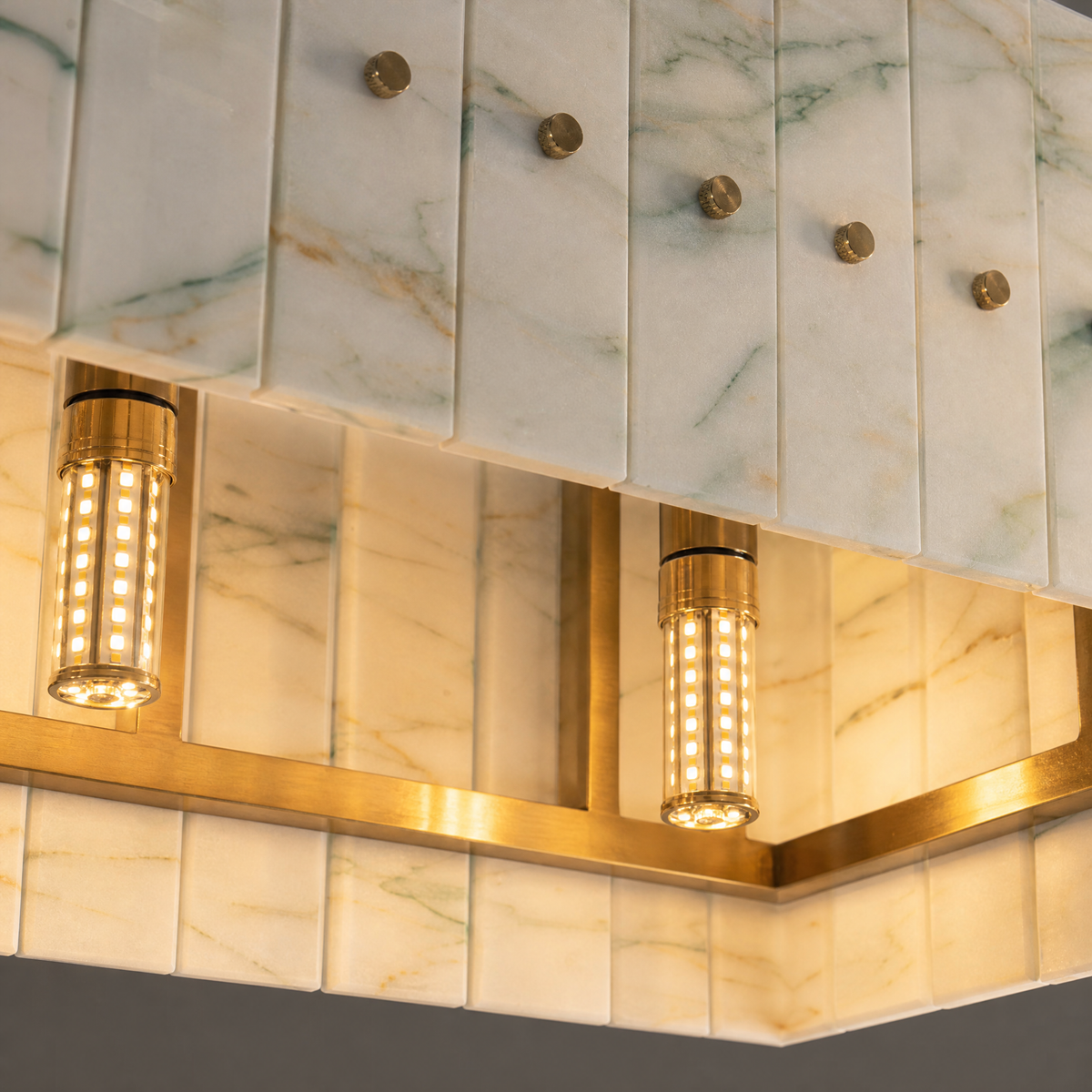 Modern Chandelier Stone-Look Metal L35.4" for Living Room Kitchen