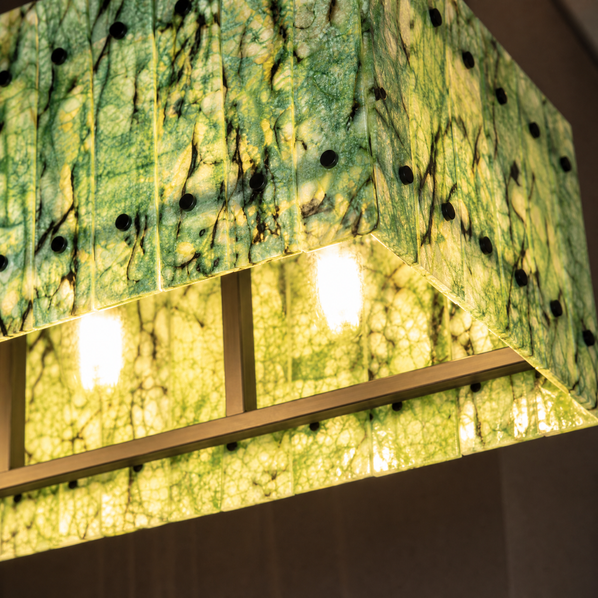 Modern Chandelier Stone-Look Metal L35.4" for Living Room Kitchen