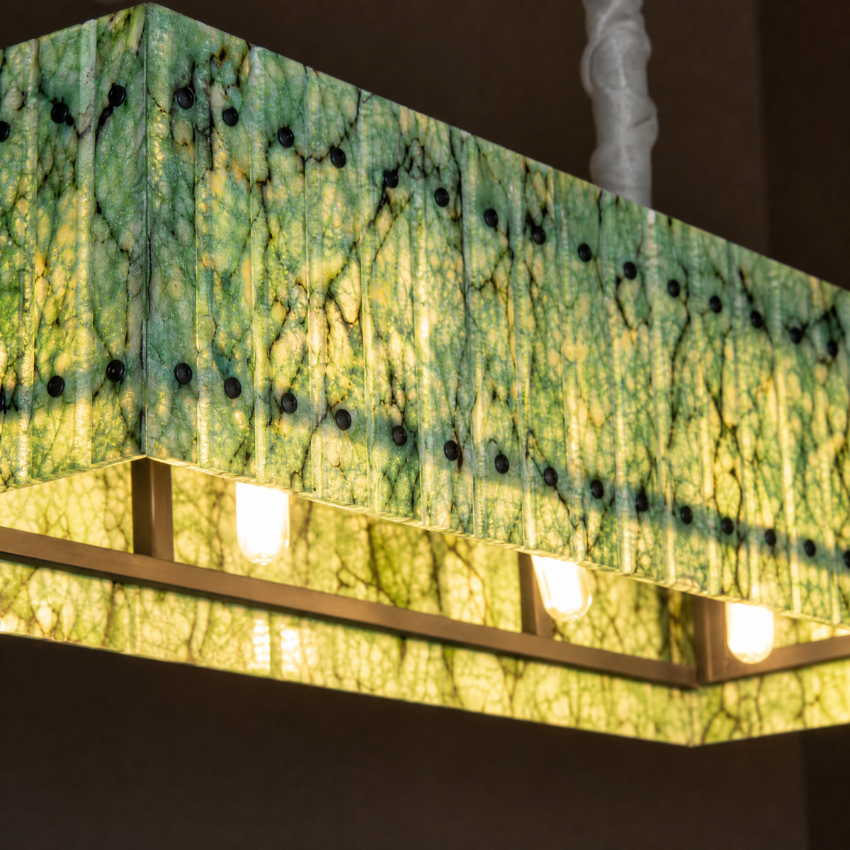 Modern Chandelier Stone-Look Metal L35.4" for Living Room Kitchen
