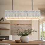 Modern Chandelier Stone-Look Metal L35.4" for Living Room Kitchen