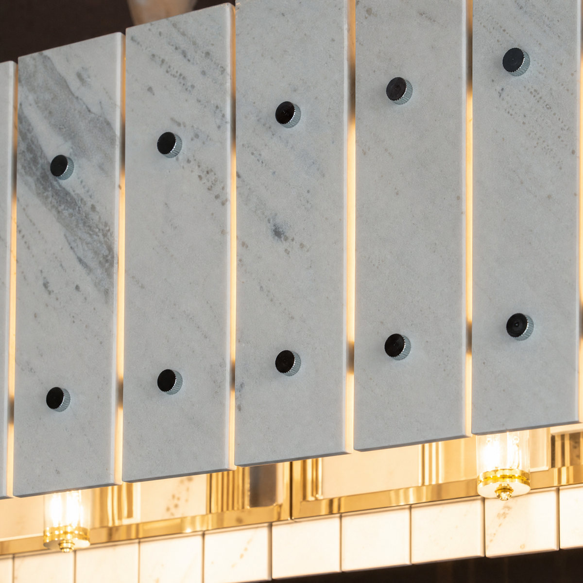 Modern Chandelier Stone-Look Metal L35.4" for Living Room Kitchen