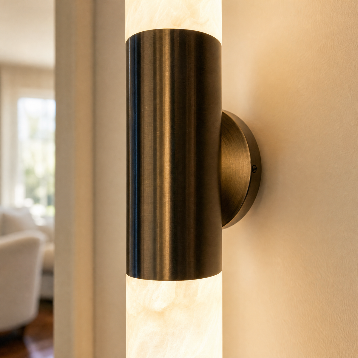 Modern Cylindrical LED Wall Sconce with Metallic Accent