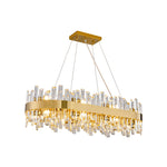 Modern Double Layer Crystal Chandelier Gold / Rectangle L35.4’’