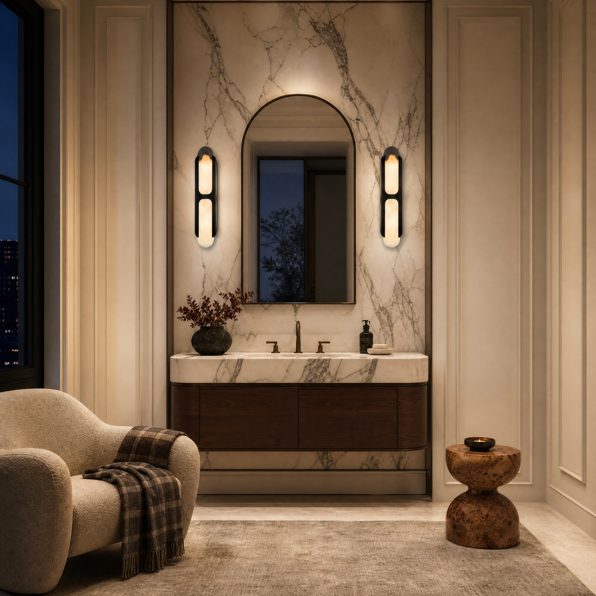 Modern Double-Panel Vertical Wall Sconce