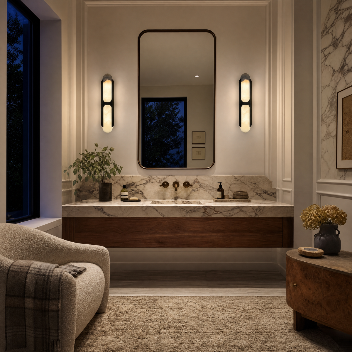Modern Double-Panel Vertical Wall Sconce