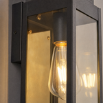 Modern Farmhouse Black Steel and Glass Outdoor Wall Lantern