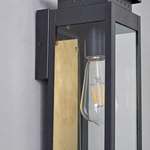 Modern Farmhouse Black Steel and Glass Outdoor Wall Lantern