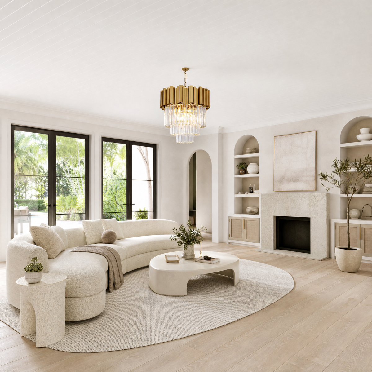 Modern Gold 3-Tier K9 Crystal Chandelier