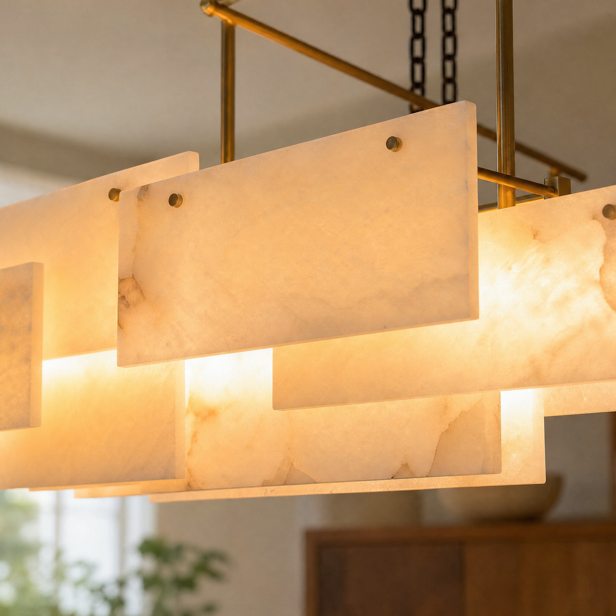 Modern Layered Rectangular Pendant Chandelier
