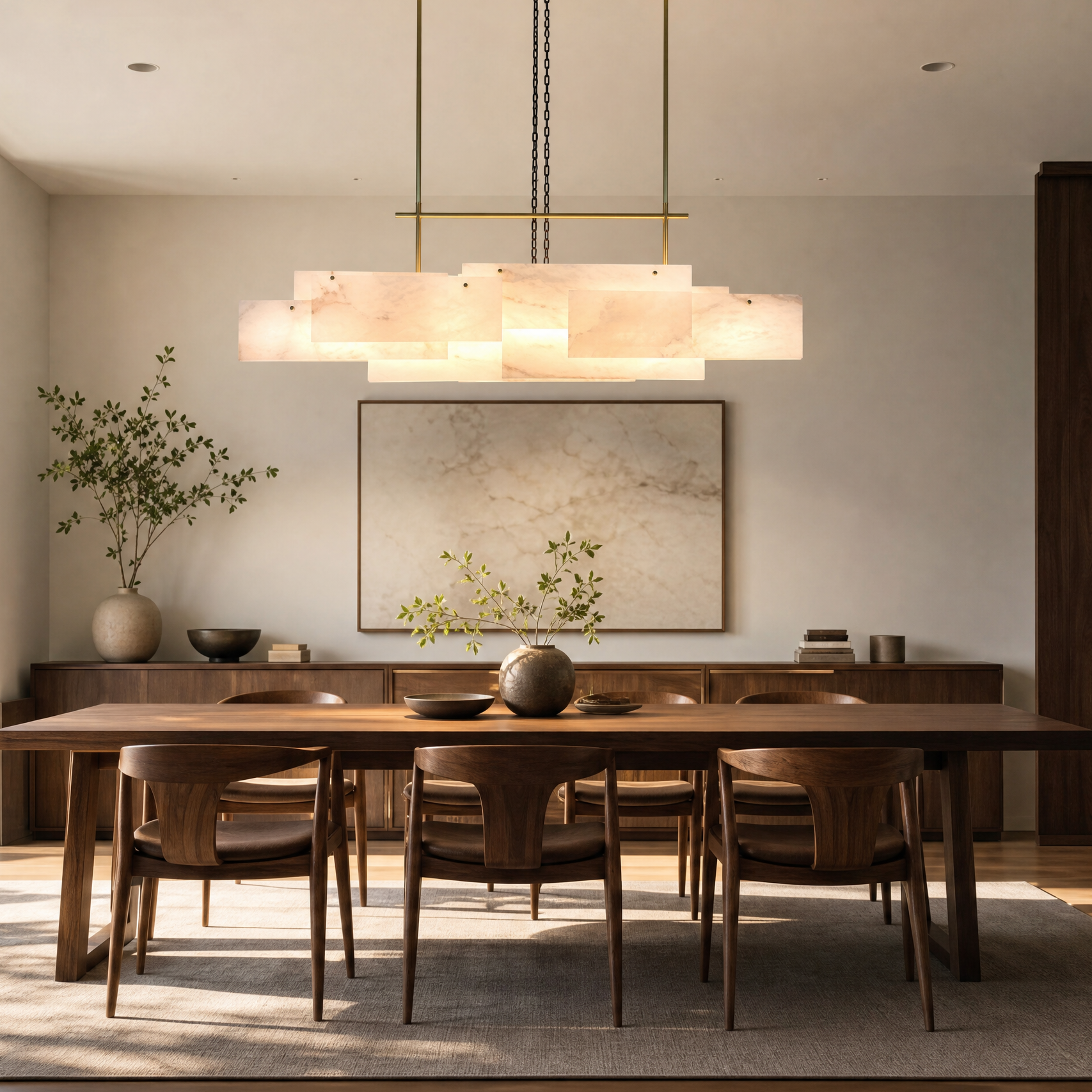 Modern Layered Rectangular Pendant Chandelier