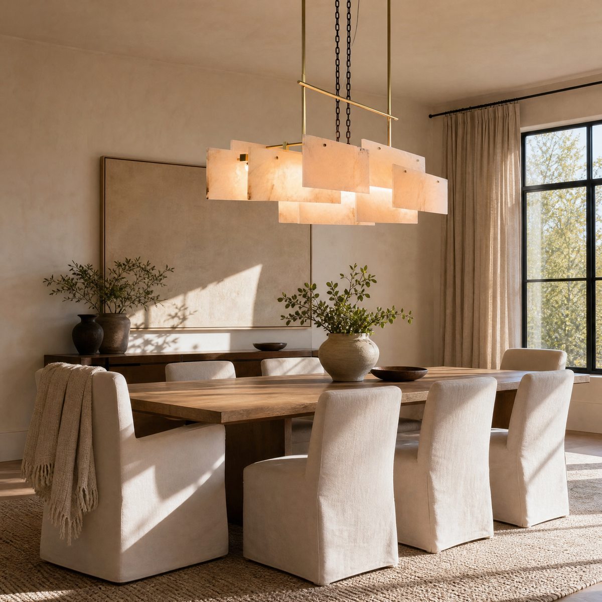 Modern Layered Rectangular Pendant Chandelier