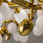 Modern Linear Chandelier Grape Cluster Brass Metal Frosted Glass for Dining Room Kitchen