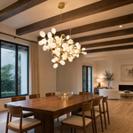 Modern Linear Chandelier Grape Cluster Brass Metal Frosted Glass for Dining Room Kitchen