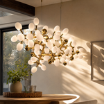 Modern Linear Chandelier Grape Cluster Brass Metal Frosted Glass for Dining Room Kitchen