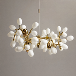 Modern Linear Chandelier Grape Cluster Brass Metal Frosted Glass for Dining Room Kitchen