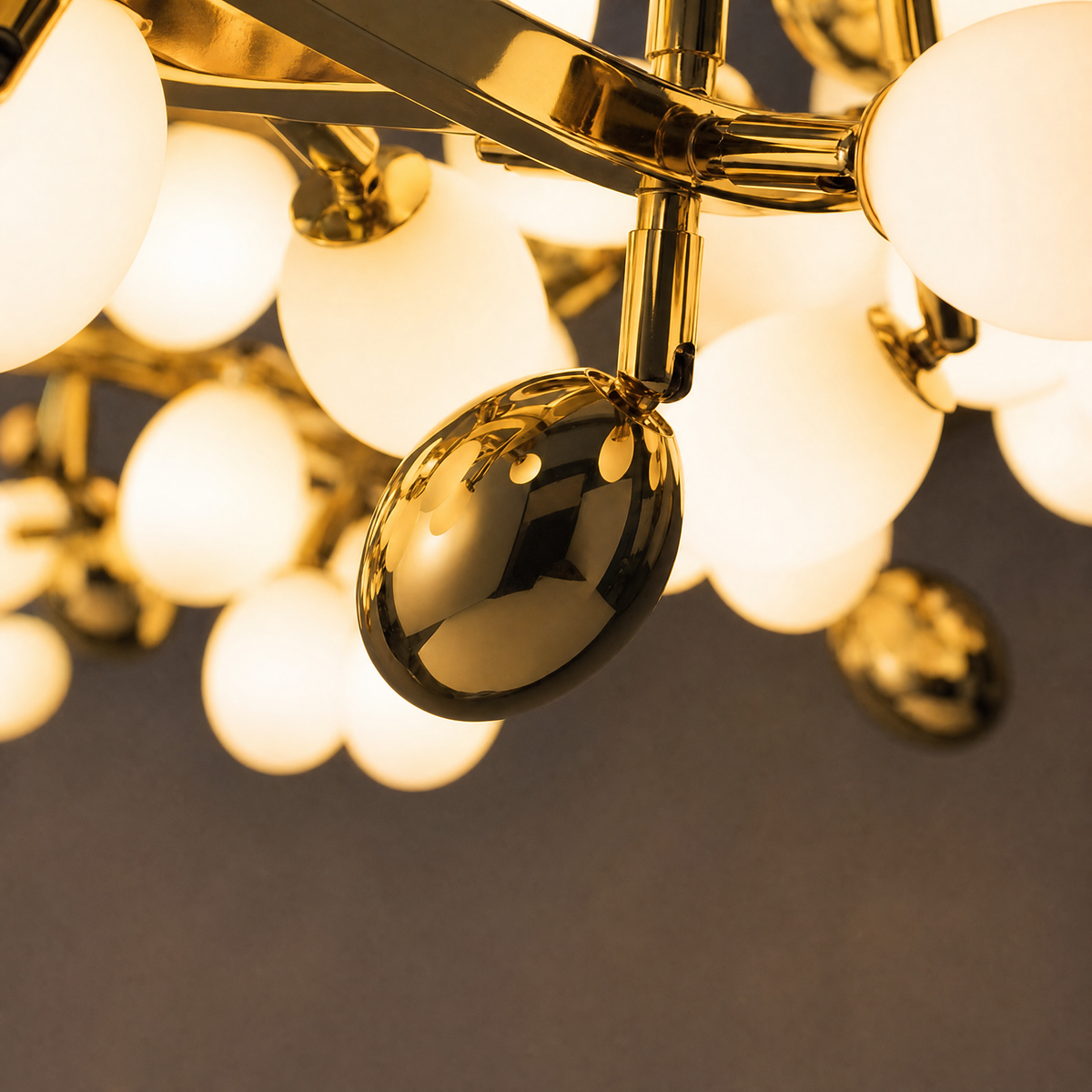 Modern Linear Chandelier Grape Cluster Brass Metal Frosted Glass for Dining Room Kitchen