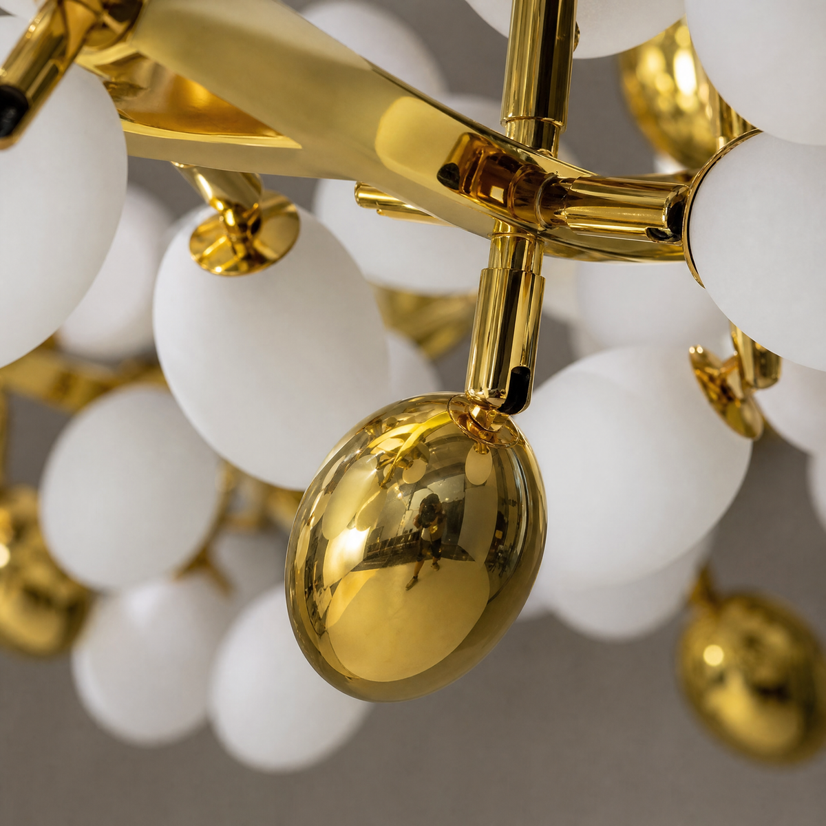 Modern Linear Chandelier Grape Cluster Brass Metal Frosted Glass for Dining Room Kitchen