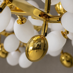 Modern Linear Chandelier Grape Cluster Brass Metal Frosted Glass for Dining Room Kitchen