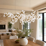 Modern Linear Chandelier Grape Cluster Brass Metal Frosted Glass for Dining Room Kitchen