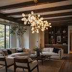 Modern Linear Chandelier Grape Cluster Brass Metal Frosted Glass for Dining Room Kitchen