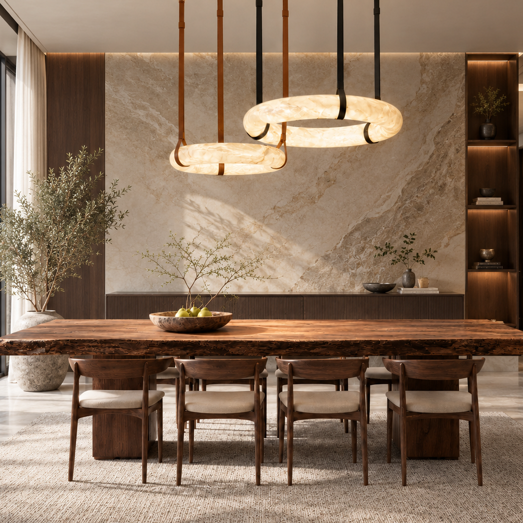 Modern Linked Double-Ring LED Pendant Chandelier