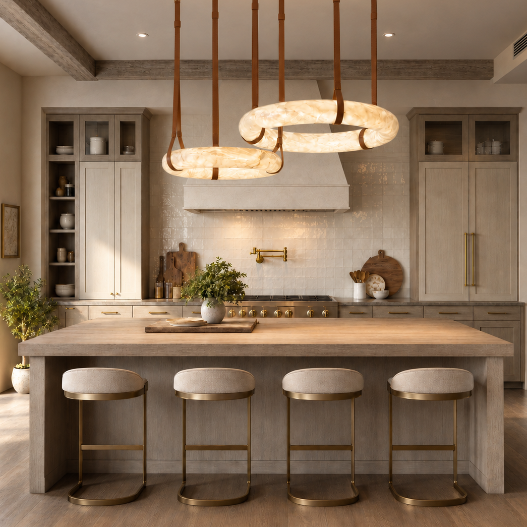 Modern Linked Double-Ring LED Pendant Chandelier