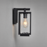 Modern Matte Black Box Outdoor Wall Lantern with Glass Panels