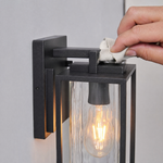 Modern Matte Black Box Outdoor Wall Lantern with Glass Panels