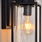 Modern Matte Black Box Outdoor Wall Lantern with Glass Panels
