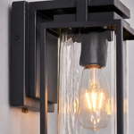 Modern Matte Black Box Outdoor Wall Lantern with Glass Panels