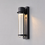 Modern Matte Black Glass Cylinder Outdoor Wall Sconce