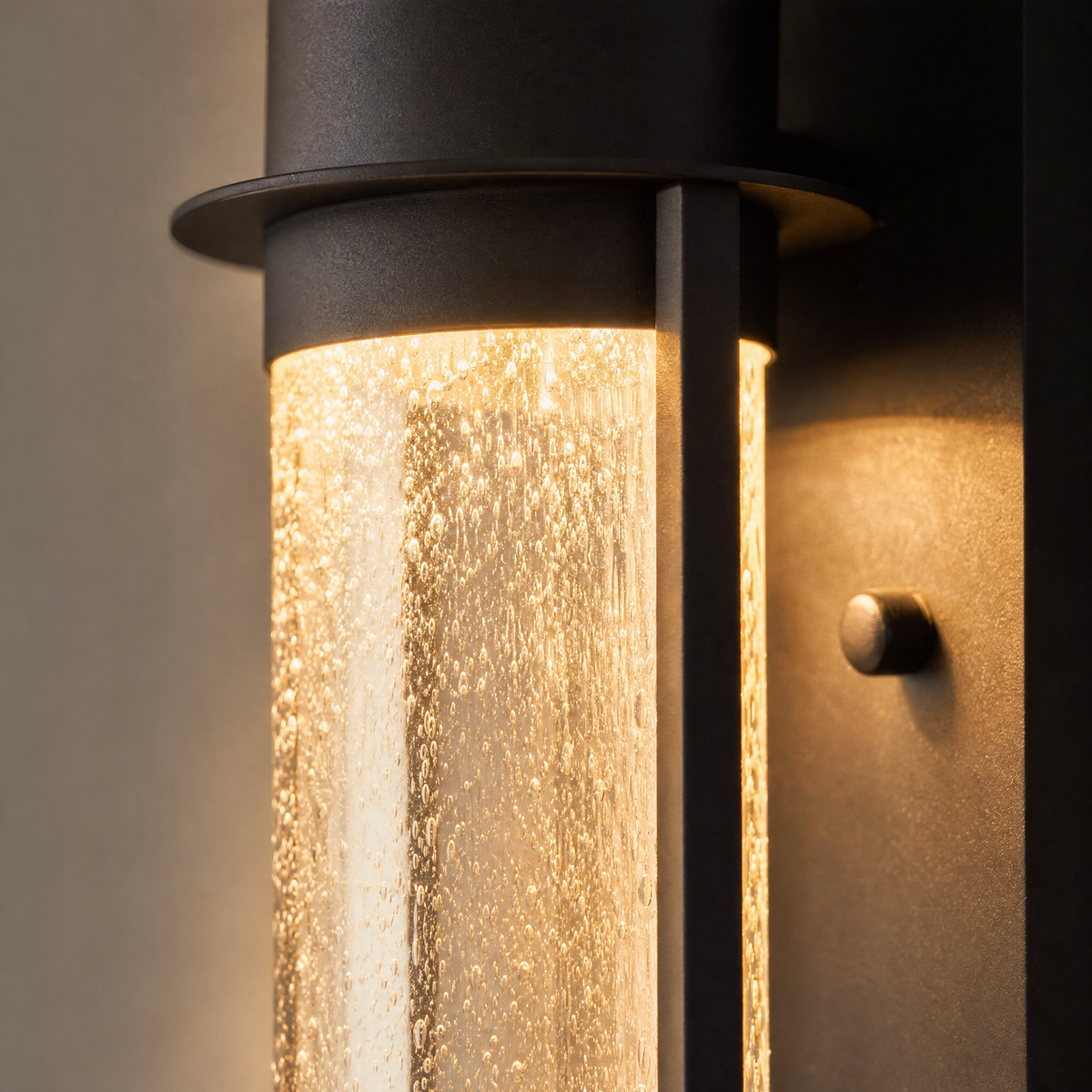 Modern Matte Black Glass Cylinder Outdoor Wall Sconce