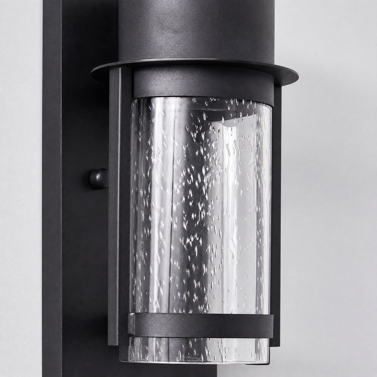 Modern Matte Black Glass Cylinder Outdoor Wall Sconce