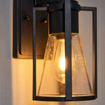 Modern Matte Black Iron and Glass Outdoor Wall Sconce