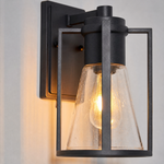 Modern Matte Black Iron and Glass Outdoor Wall Sconce