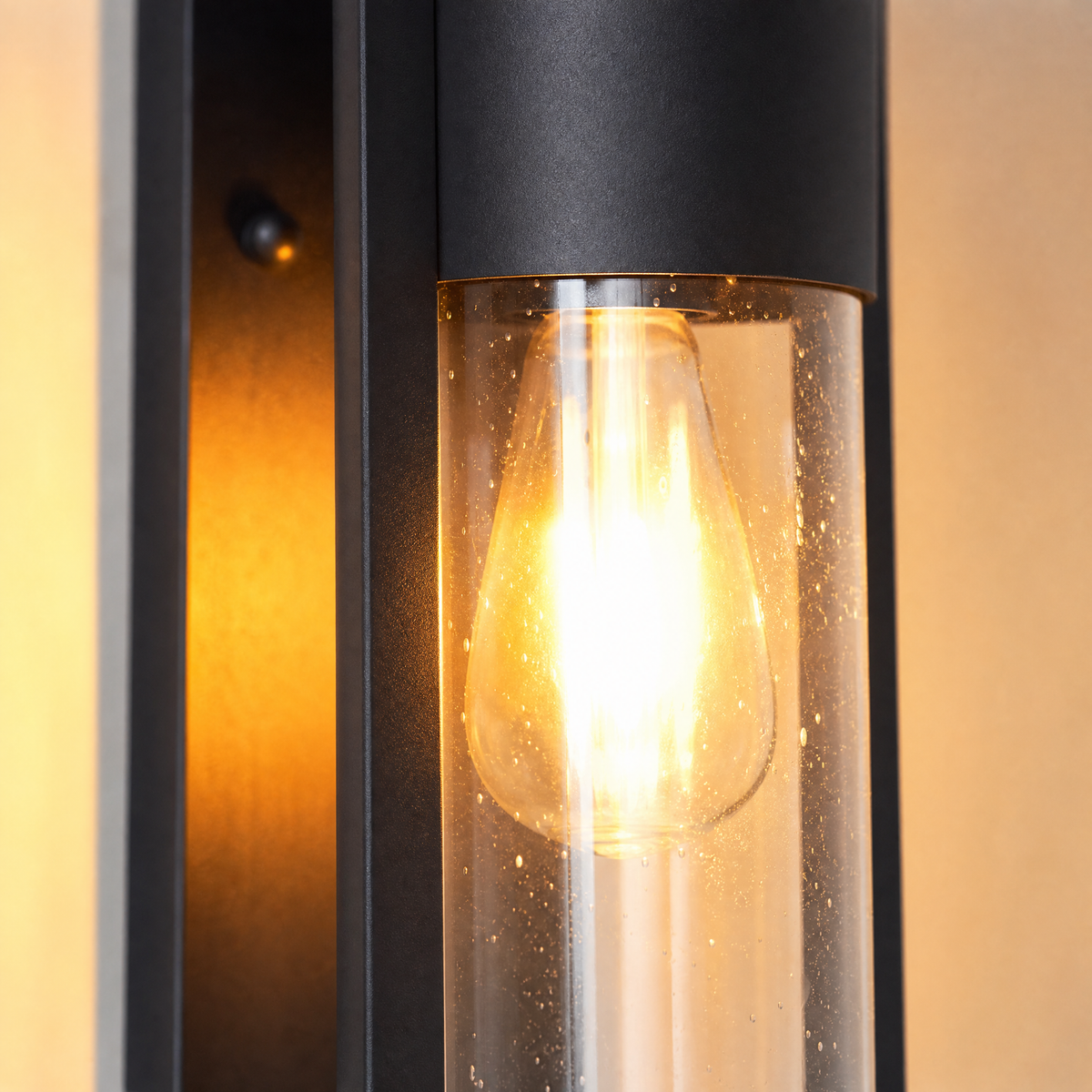 Modern Matte Black Iron and Glass Tall Outdoor Wall Sconce