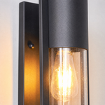 Modern Matte Black Iron and Glass Tall Outdoor Wall Sconce