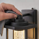 Modern Matte Black Outdoor Wall Sconce with Crystal Column