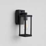 Modern Matte Black Steel and Clear Glass Outdoor Wall Lantern