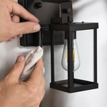 Modern Matte Black Steel and Clear Glass Outdoor Wall Lantern