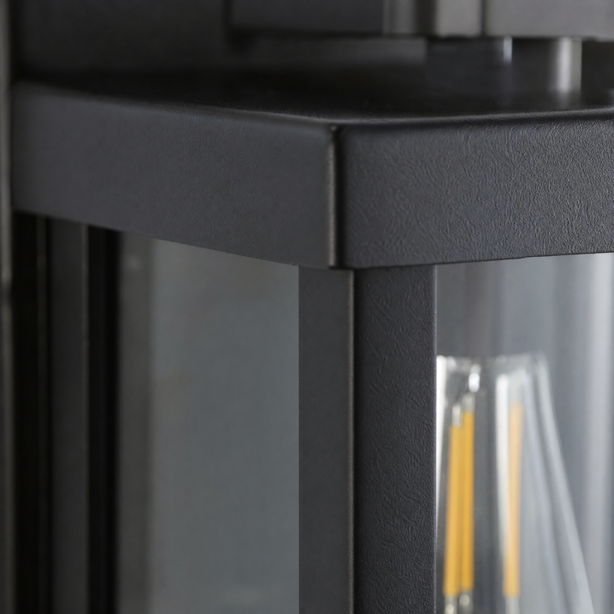Modern Matte Black Steel and Clear Glass Outdoor Wall Lantern