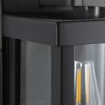 Modern Matte Black Steel and Clear Glass Outdoor Wall Lantern