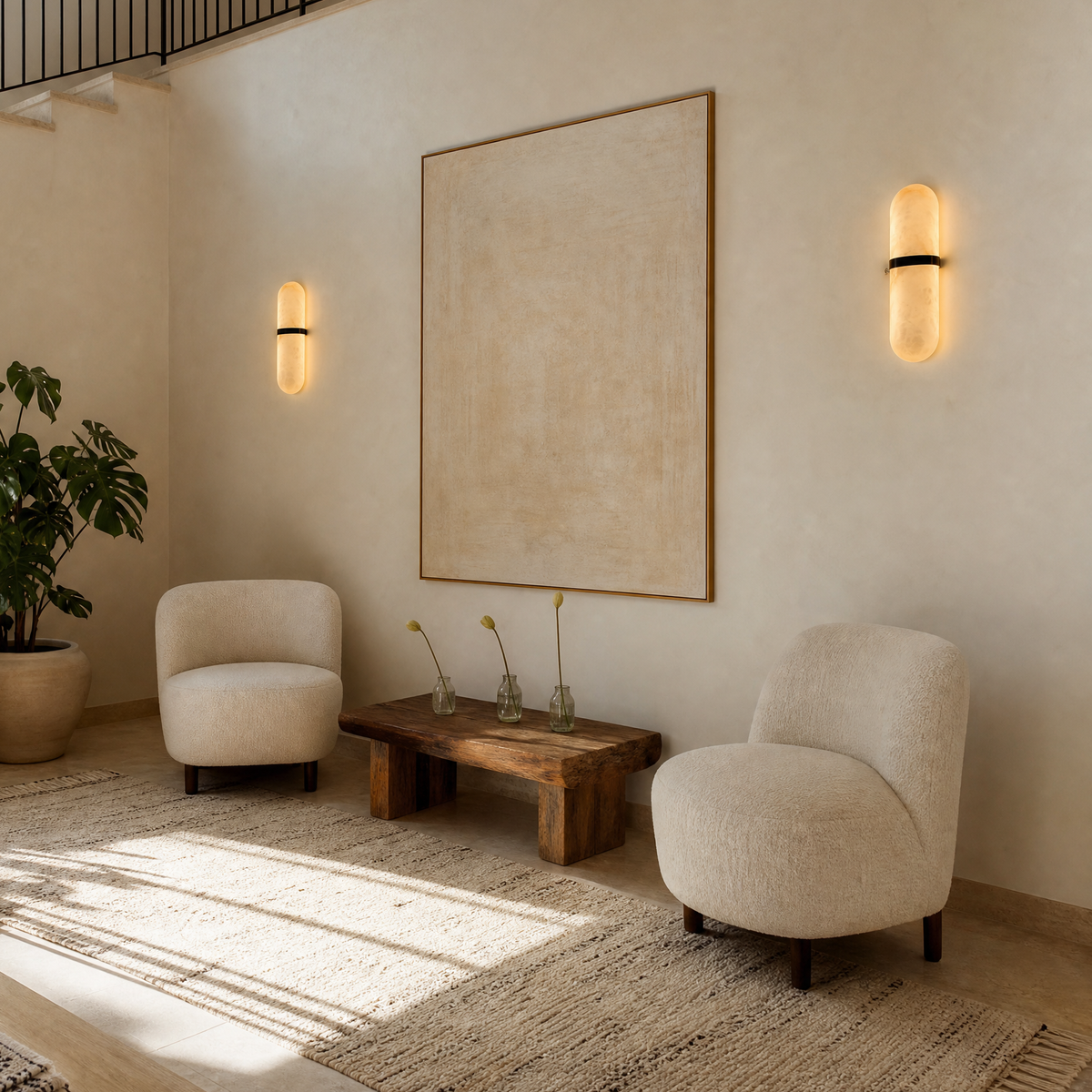 Modern Oval Marble-Pattern Wall Sconce