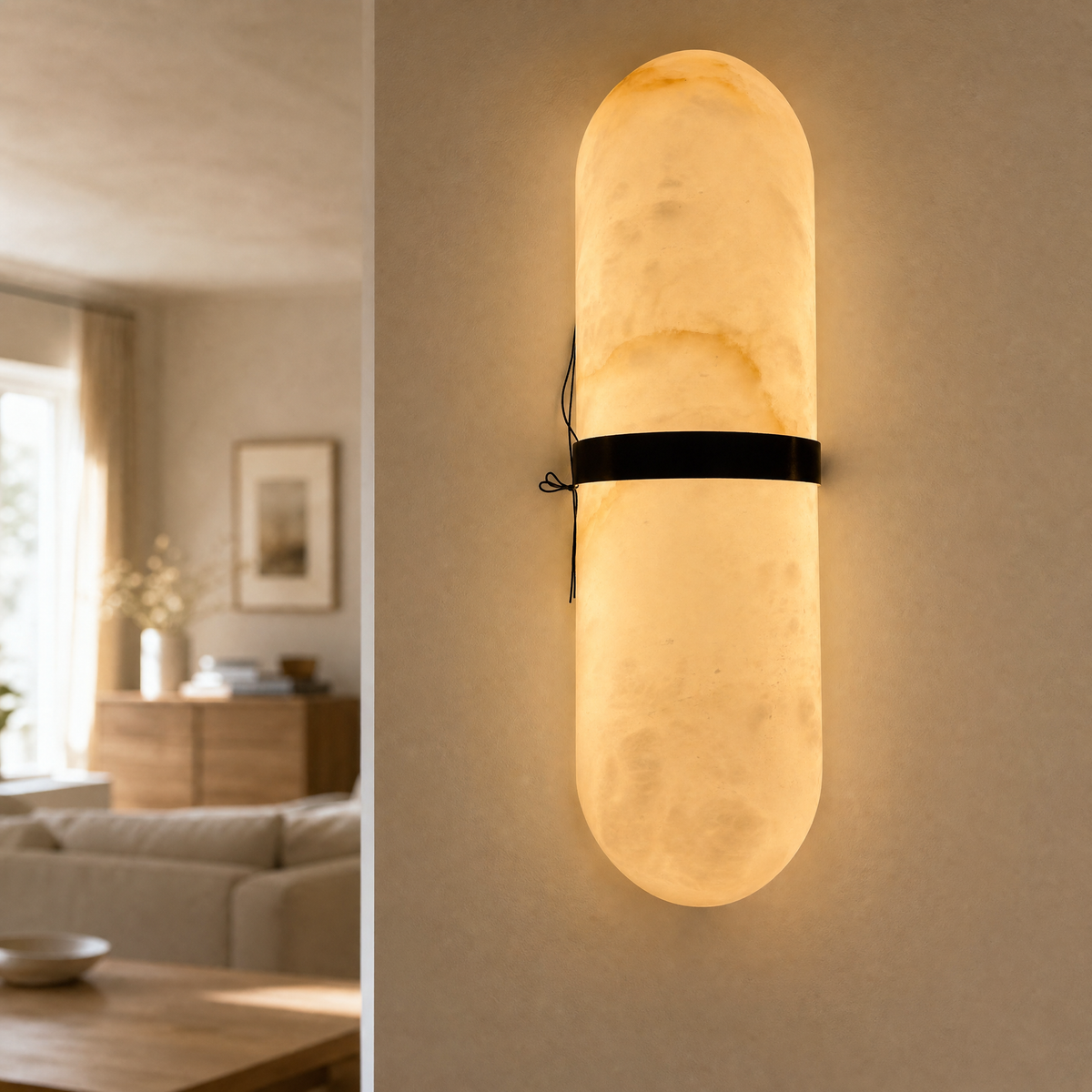 Modern Oval Marble-Pattern Wall Sconce