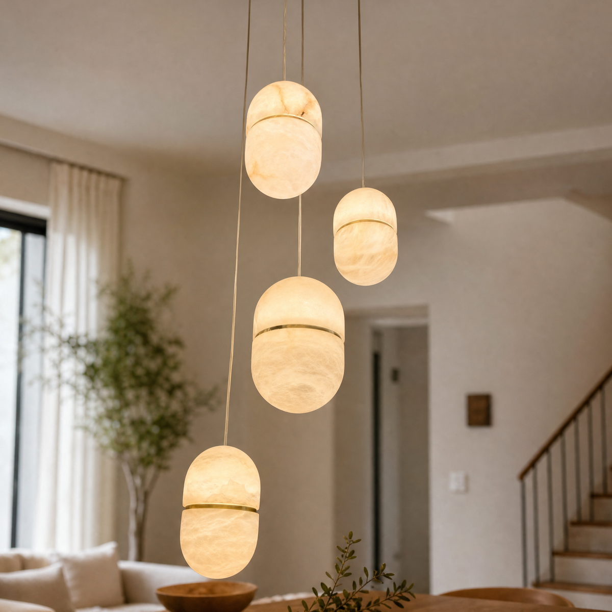 Modern Oval Multi-Drop Pendant Light
