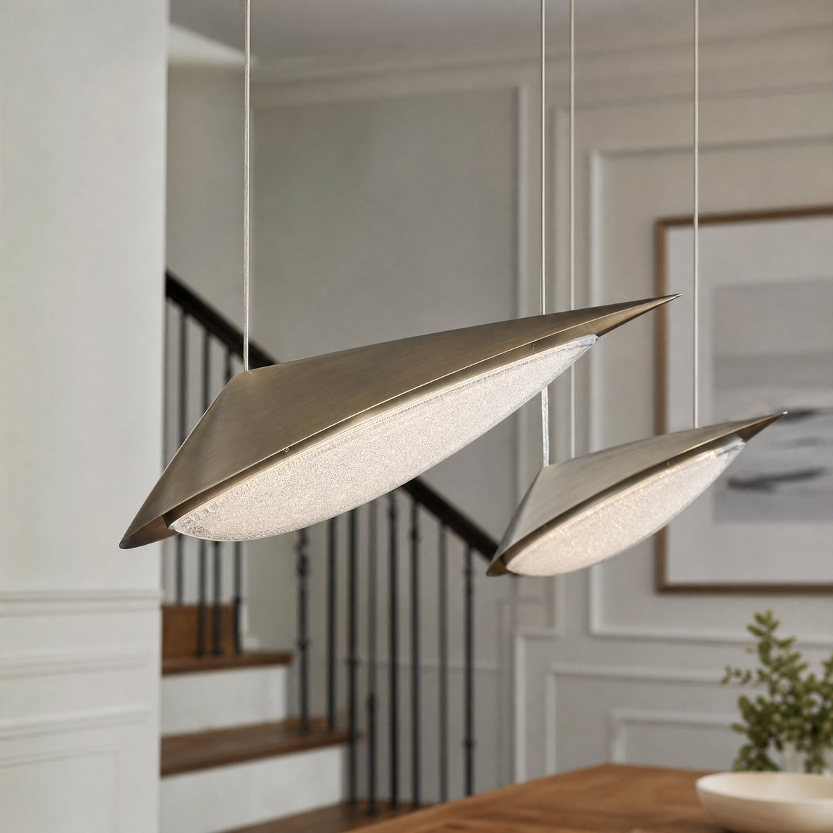 Modern Pendant Light Brushed Gold Bubble Glass for Dining Room Kitchen Island
