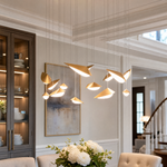 Modern Pendant Light Deep Gold Glass 12-Light for Living Room